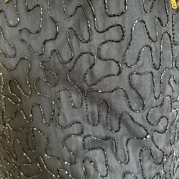 Vintage Diamond Gold and Black Sequin Silk Top - Picture 7 of 8